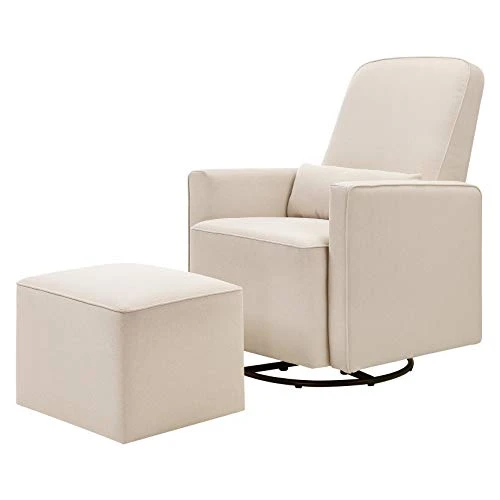 DaVinci Olive Upholstered Swivel Glider With Bonus Ottoman In Polyester Cream, Greenguard Gold & CertiPUR-US Certified - Image 3