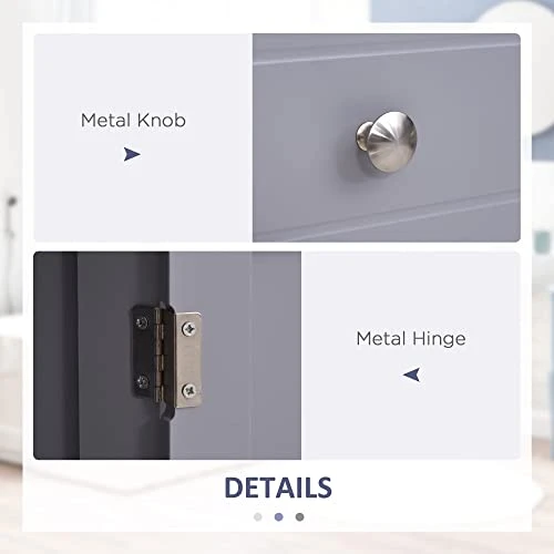 Kleankin Bathroom Cabinet With Drawer And Shelf, Toilet Vanity Cabinet For Toilet Paper, Towels Or Shampoo, Grey - Image 4