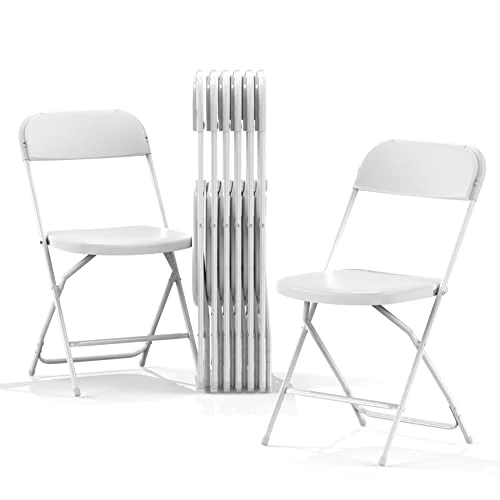 Nazhura Foldable Folding Chairs Plastic Outdoor/Indoor 650LB Weight Limit (White, 8 Pack)