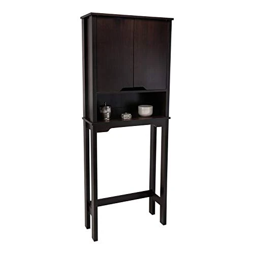 Organize It All Ambassador Over The Toilet Cabinet | Dimensions : 10.5" D X 26" W X 67" H | Bathroom Space Saver | Double Door Cabinet |Espresso - Image 4