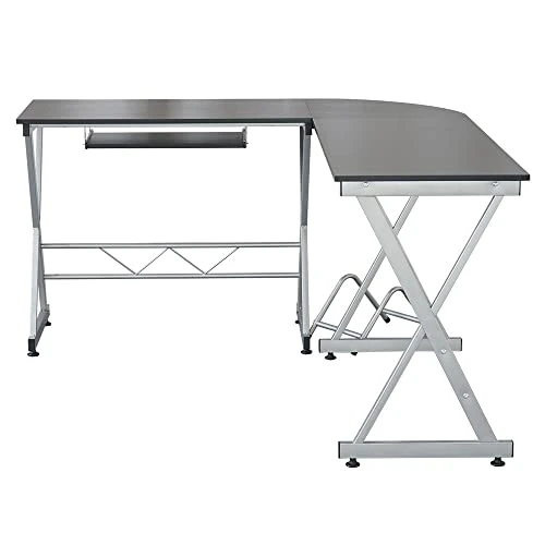 WYKDD L-Shaped Wooden Computer Desk Black - Image 6