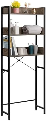 ALIMORDEN Over-The-Toilet Storage Rack, 3-Tier Bathroom Storage Organizer, Freestanding Space Saver With 2 Hooks For Paper Holder - Image 5