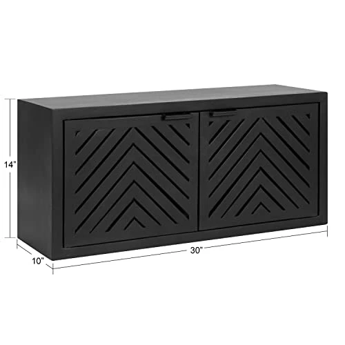 Kate And Laurel Mezzeta Decorative 2-Door Wall Cabinet, 30 X 10 X 14, Black, Decorative Modern Storage Cabinet With Doors - Image 3