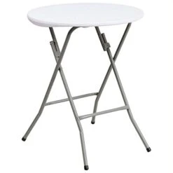 Scranton & Contemporary Plastic Co 24 Inch Round Granite Folding Table In White