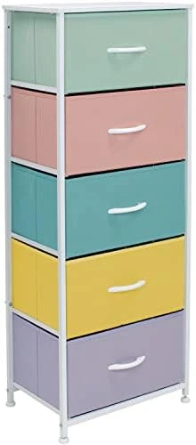 Sorbus Dresser Storage Tower, Organizer Drawers For Closet Boys & Girls Bedroom Bedside Furniture, Chest For Home, College Dorm, Steel Frame, Wood Top, Tie-dye Fabric Bins (4-Drawer, Blue/Pink/Purple) - Image 12