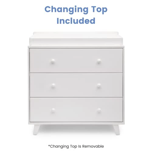 Delta Children Ava 3 Drawer Dresser With Changing Top, Greenguard Gold Certified, White - Image 4