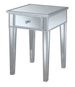 Convenience Concepts Gold Coast Mirrored End Table With Drawer, Silver / Mirror