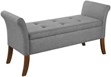 Ball & Cast Ottoman Benches, 41.5", Walnut & Taupe - Image 8