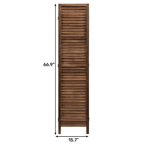ALIMORDEN 5.7 Ft 3 Panels Room Dividers, Vintage Natural Wooden Privacy Screen, Folding Wall Divider, Space Seperate, Brown - Image 3