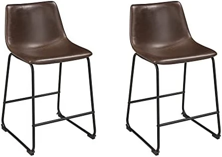 Signature Design By Ashley Centiar Urban Industrial 28.75" Pub Height Bucket Seat Barstool, 2 Count, Brown - Image 10