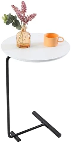 C Table,Couch Tables That Slide Under,C Shaped Side Table,Sofa End Table For Living Room Bedside Bathroom Snack Coffee Laptop Tables,Egg Oval-Shaped,Metal Frame,Easy Assembly Black(Upgraded) - Image 9