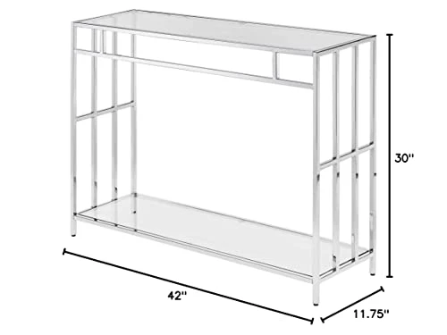 Convenience Concepts Mission Glass Console Table, Clear Glass / Chrome - Image 5