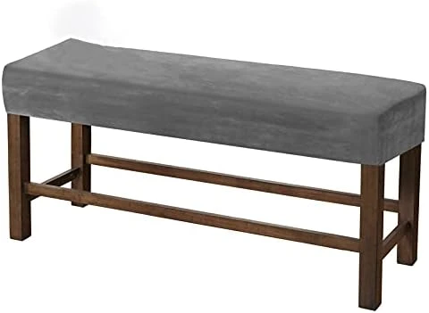 SINKITA Velvet Bench Seat Cushion Slipcovers Workbench Cover, Soft Bench Seat Furniture Protector For Piano Bench Dining Chair Garden Bench Dining Room Bedroom Bench Room-Grey-Large - Image 8