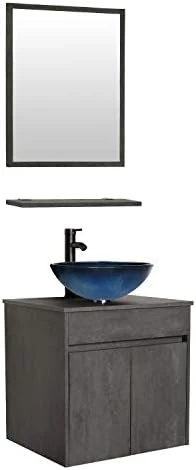 Eclife 24β Bathroom Vanity Cabinet Wall Mounted Natural Cabinet Two Doors Pedestal Cabinet Vanity Set With Mirror (Single Cabinet Only) - Image 5