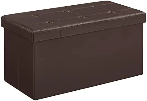 SONGMICS 43 Inches Folding Storage Ottoman Bench, Storage Chest, Footrest, Coffee Table, Padded Seat, Faux Leather, Holds Up To 660 Lb, Black ULSF701 - Image 10
