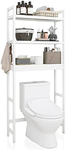 SMIBUY Bathroom Storage Shelf, Bamboo Over-The-Toilet Organizer Rack, Freestanding Toilet Space Saver With 3-Tier Adjustable Shelves (Natural) - Image 11