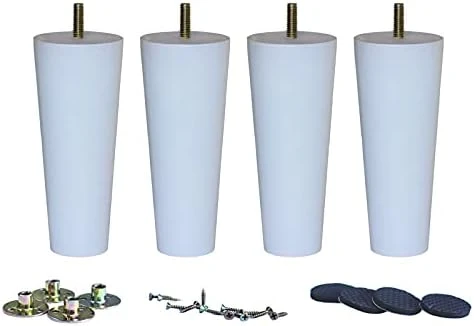 WEICHUAN White Round Solid Wood Replacement Sofa Couch Chair Ottoman Loveseat Coffee Table Cabinet Furniture Wood Legs(4" Set Of 4) - Image 6