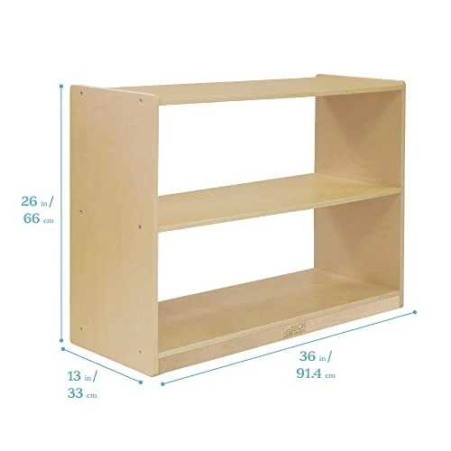 ECR4Kids 5-Compartment Mobile Storage Cabinet, 30in, Classroom Furniture, Natural & ELR-0451 2 Shelf Storage Birch Cabinet With Open Back, Natural - Image 6