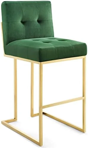 Modway Privy Gold Stainless Steel Performance Velvet Counter Stool, Navy - Image 10