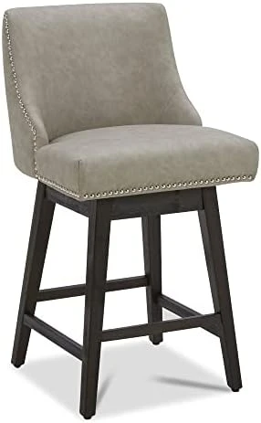 CHITA Counter Height Swivel Barstools, 26" H Seat Height Upholstered Bar Stools Set Of 2, Faux Leather In Chocolate - Image 14