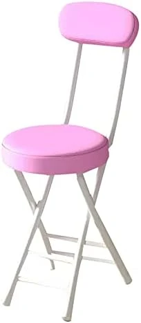 QQXX 18 Inch Folding Stool With Backrest,Portable Collapsible Short Bar Stool Leather Padded Seat,Round Foldable Stool Outdoor/Indoor Camping Kitchen Cafe(Seat Height 18", Black) - Image 8