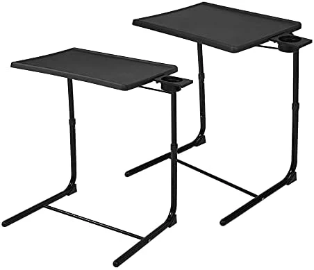 Sandinrayli Adjustable TV Tray,TV Trays Table For Eating On Bed & Sofa,Folding Laptop Table With 6 Height And 3 Tilt Angles,Set Of 2 - Image 4