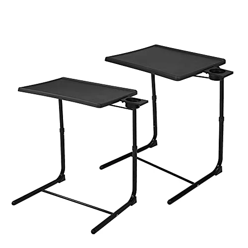 Sandinrayli Adjustable TV Tray,TV Trays Table For Eating On Bed & Sofa,Folding Laptop Table With 6 Height And 3 Tilt Angles,Set Of 2