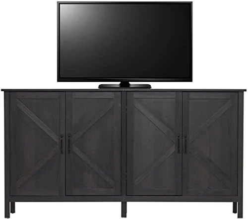 Ivinta Vintage TV Stand With 4 Doors And Dark Brown Finish, Media Console Cabinet For Living Room (Dark Brown) - Image 6