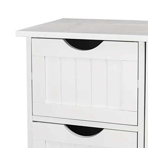 Home Furnishing Plaza Single Door Bathroom Storage Cabinet With 4 Drawers White Floor Cabinet Multifunctional Bathroom Storage Organizer Rack Stand - Image 3
