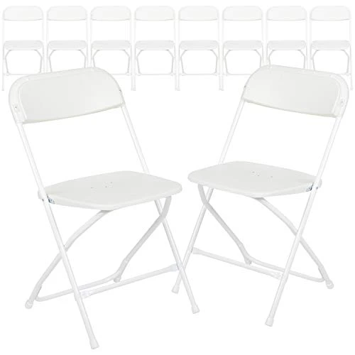 Flash Furniture 8-Foot Bi-Fold Granite White Plastic Banquet And Event Folding Table With Carrying Handle & 10 Pack Hercules Series 650 Lb. Capacity Premium White Plastic Folding Chair - Image 4