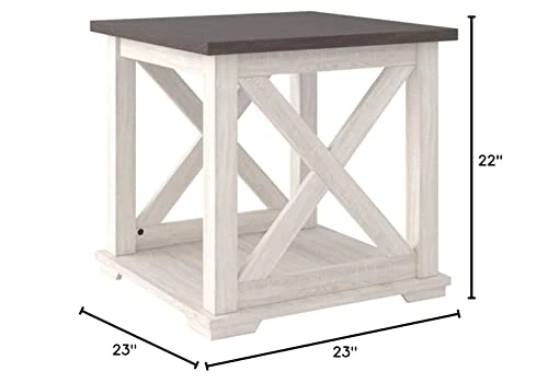 Signature Design By Ashley Dorrinson Square Modern Farmhouse End Table, Two Tone White & Brown - Image 2