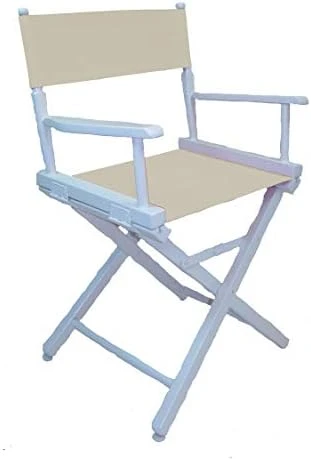 Gold Medal Commercial 18" Table Height White Frame Directors Chair - Navy - Image 13