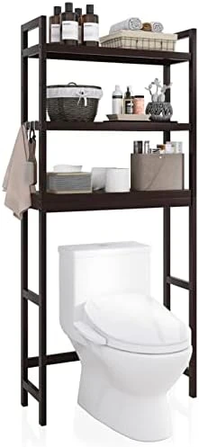 SMIBUY Bathroom Storage Shelf, Bamboo Over-The-Toilet Organizer Rack, Freestanding Toilet Space Saver With 3-Tier Adjustable Shelves (Natural) - Image 8