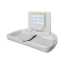 ECR4Kids Horizontal Wall-Mounted Changing Station With Slim Back, Baby Changer, White Granite