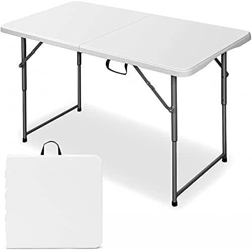 Tiktun Folding Portable Plastic Indoor Outdoor Picnic Party Dining Camp Tables, 6FT, Black - Image 9