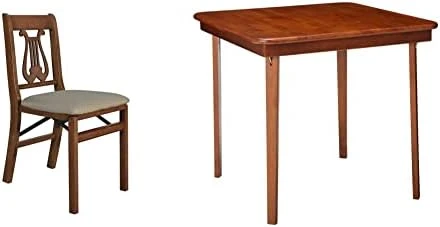 Stakmore Music Back Folding Chair Finish, Set Of 2, Cherry & STAKMORE Straight Edge 32" Square Folding Card Table, Cherry Finish - Image 6
