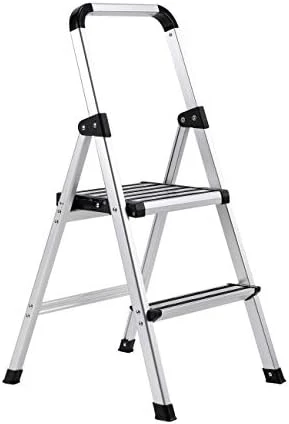 BirdRock Home 2-Step Aluminum Step Ladder - Sturdy Thin Folding Stool - 2 Anti-Slip Steps - Wide Platform - Great For Your Kitchen, Pantry, Closets, Or Home Office - Modern Stool - Indoor - Silver - Image 3