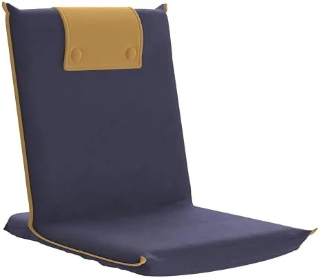 BonVIVO III Floor Chair With Back Support - Floor Gaming Chair, Padded Folding Sofa Chair, Folds Half, Adjustable Meditation Chair, Portable Floor Seat For Adults And Kids, Folds Half - Blue & Beige - Image 5