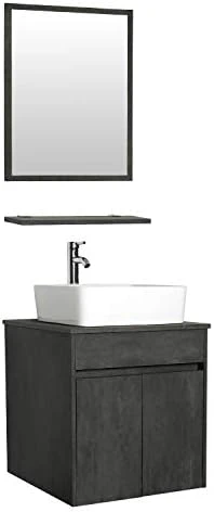 Eclife 24β Bathroom Vanity Cabinet Wall Mounted Natural Cabinet Two Doors Pedestal Cabinet Vanity Set With Mirror (Single Cabinet Only) - Image 10