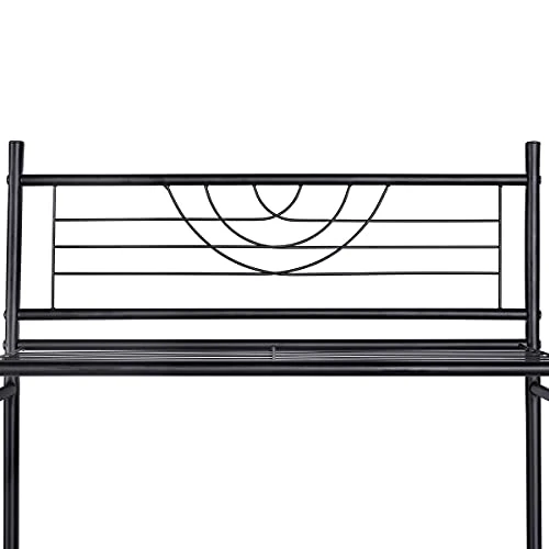 Kimzda 3-Tier Bathroom Over The Toilet Storage Rack Free Standing Metal Frame Shelf Organizer, With 4-Hooks, Black - Image 5