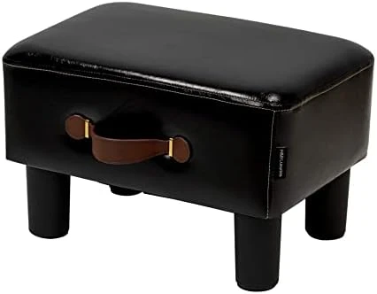 H&B Luxuries Footstool Small Ottoman, PU Leather Small Ottoman Foot Rest,16.14" Extended Rectangular Footstool With Carry,Ottoman For Living Room, Bedroom, Couch,Patio,Cloakroom (Black) - Image 6