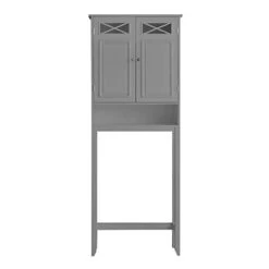 Elegant Home Fashions Dawson Over The Toilet Storage With Grey Finish
