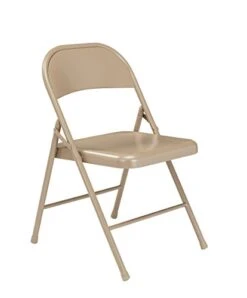 (4 Pack) National Public Seating 901 Commercialine Steel Folding Chair, Beige