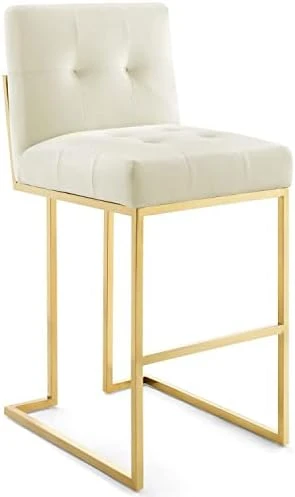 Modway Privy Gold Stainless Steel Performance Velvet Counter Stool, Navy - Image 12