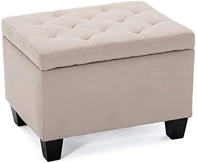 BELLEZE 24 Inch Modern Tufted Bedroom Storage Ottoman Bench, Linen Lift Top Upholstered Foam Padded Rectangular Footstool, Easy Assemble Furniture - Jay (Gray) - Image 9