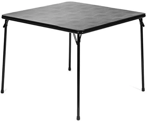 XL Series Square Folding Card Table (38") - Easy-to-Use Collapsible Legs For Portability And Storage - Vinyl Upholstery For Convenient Cleaning - Steel Construction, Wheelchair Accessible (Black) - Image 2