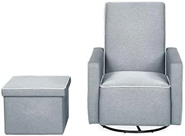 Relax A Lounger Lyndon Glider Chair With Ottoman, Taupe - Image 6