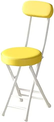 QQXX 18 Inch Folding Stool With Backrest,Portable Collapsible Short Bar Stool Leather Padded Seat,Round Foldable Stool Outdoor/Indoor Camping Kitchen Cafe(Seat Height 18", Black) - Image 9