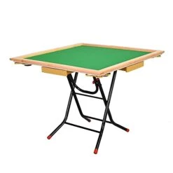 MEIMAI Mahjong Table For Home, Folding Solid Wood Card Table, Square 4 Player Game Table, Board Game Domino Table For Party Gathering Game, 35In,Log Color