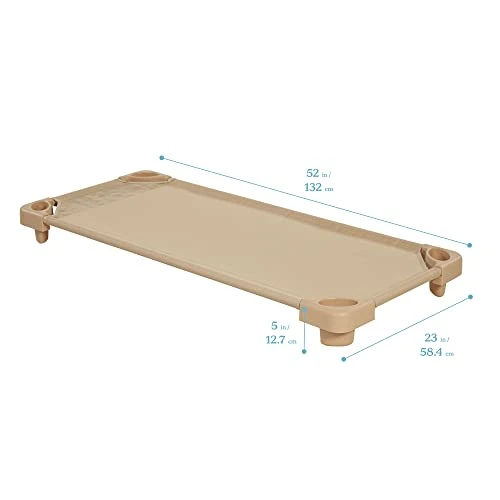 ECR4Kids Stackable Kiddie Cot, Standard Size, Classroom Furniture, Ready-To-Assemble, Sand, 6-Pack - Image 2